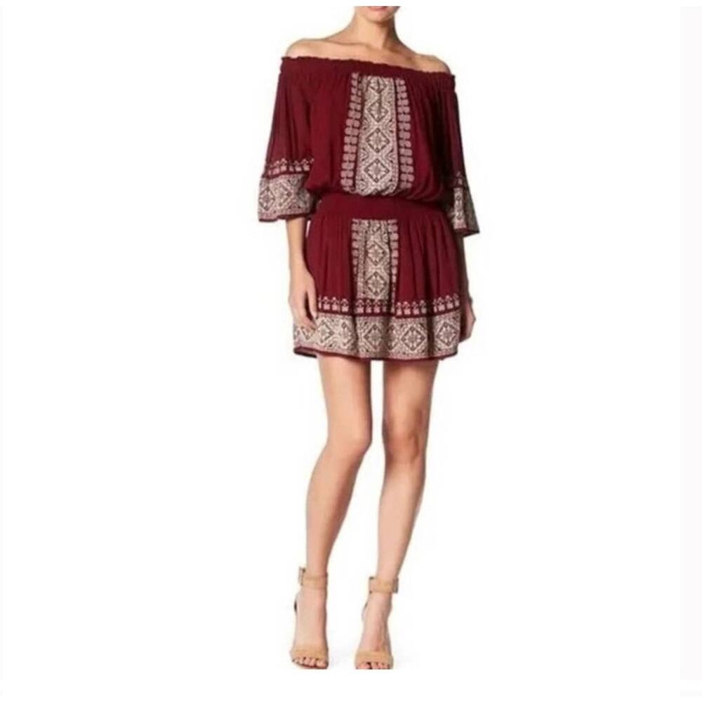 Tularosa Fiona Embroidered Off Shoulder Dress Size M Medium Red